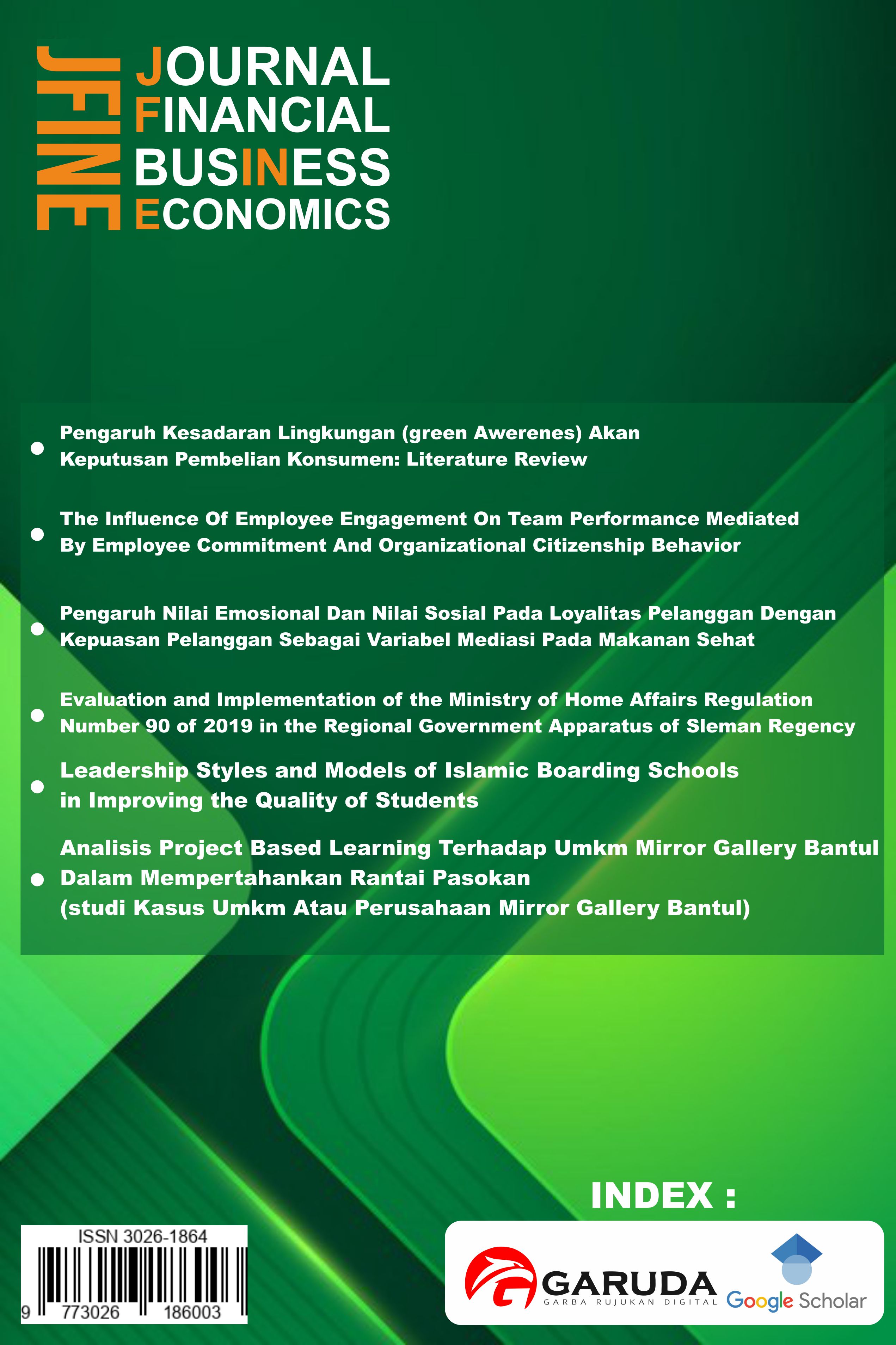 					View Vol. 1 No. 2: Journal financial, Business and Economics
				