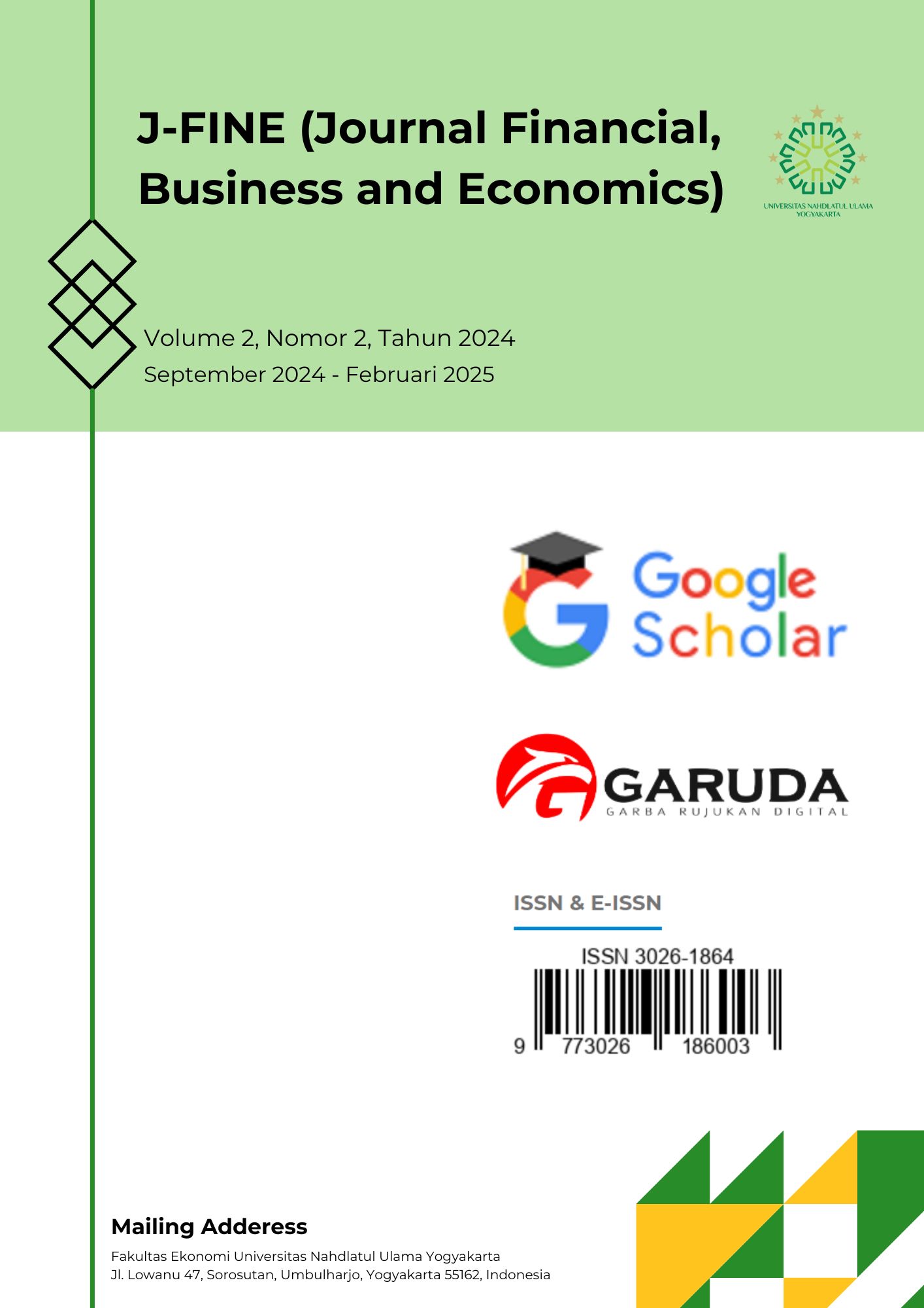 					View Vol. 2 No. 2 (2024): Journal Financial, Business and Economics
				